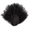 Skönhetsklipp i ponytail African American Short Afro Kinky Curly Drawstring Wrap Remy Human Hair Afro Puff Curly Hair Piece (1B-Svart) 140g