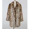 Leopard-tryck pälsrock, kostym krage, kvinnans smala kappa på vintern. Nya modepälsrockar