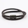 Mode-bijoux bracelets pour hommes en acier inoxydable à double pont en cuir noir magnétique snap bangle mode chaude sans expédition