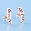 Womens Authentic 925 Sterling Silver Color CZ Diamond Earring Original Gift box for Pandora Rainbow Stud Earring Free shipping