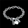 Hot Koop Beste Gift 925 Silver Dog Tag Armband Rough Dfmch271, Gloednieuwe Mode 925 Sterling Verzilverd Ketting Link Bracbanden Hoogwaardig