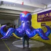 Walking Simulated Inflatable Octopus Costume 2m Blow Up Deep Sea Animal Mascot Blue Octopus Suits With Tentacles For Parade Show