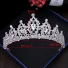 Renkli başlıklar kristaller barok düğün taçları gümüş boncuklu gelin tiaras rhinestone baş parçaları saç aksesuarları pageant taç