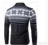 Mens novo do Natal Cardigan Sweaters Neve Impresso malha Vestuário pulôver Masculino Slim Fit tops de manga longa camisola Coats