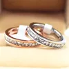 Male Female Rose Gold Silver Titanium Steel Rings Fashion White Zircon Crystal Jewelry Promise Wedding Engagement Ring For Women