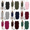 Autumn Women Pocket Loose Dress Ladies Crew Neck Casual Long Girl Tops Dress Female Fashion Big Vestido Dresses Shirt LJJA3090