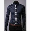 Модная мужская тонкая деловая блузка из хлопка, мужская дизайнерская одежда с отложным воротником, рубашки Tommis, неясная классическая рубашка Argyle7683018