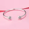 Bracciale rigido in argento sterling 925 con logo Pave per Pandora Gioielli da sposa scintillanti per le donne Bracciale aperto per fidanzata con scatola originale