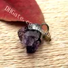 10 sztuk Mały Nieregularny Surowy Ametyst Kryształowy Klaster Wisiorek Semi Precious Gemstone Naturalny Amethyst Druzy Agate Geode z antyczną srebrną czapką