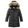 -30 graden kinderen winter donsjack kinderen wasbeer bontkraag warme bovenkleding jas voor jongens 8 10 12 14 16 jaar slijtage CLJ113