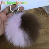 13 cm/5 "-café/rose véritable boule de fourrure de renard pompon sac à main porte-clés téléphone pendentif porte-clés glands cadeau