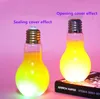 New Bulb Shape Water Bottle 300ml 400ml 500ml LED Lighting Clear Cup Colorfull Lamp Glowing Beverage Juice Milky Bottle Cup Bar Kitchen