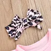 Baby Designer Clothing Sets Rompers New Born Baby Brand Letter Print Ropmers Leopard Shorts Hair Accessoires barn Thress Piece96794191790