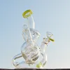 9 Inch Colorful Slitted Donut Perc Glass Bong Double Recycler Glass Bongs Tonus Oil Dab Rigs showerhead Percolater Water Pipes 14MM Join