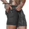 Nya Mäns Running Shorts Snabbtorkning 2 i 1 Sport Shorts Male Double Deck Sports Mens Jogging Gym Män Andas kort