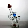 7 pulgadas de altura Mini Glass Bong Hookahs con bola luminosa 14 mm conjunta Recyler Dab Rig Percolador Vaso giratorio Bongs