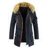 Mens giacche lunghe a vento Canada insize sottile di modo donne degli uomini di stile UE del rivestimento di inverno della pelliccia caldo di spessore cappotti Zipper Parka con cappuccio Giacche