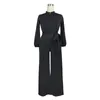 Women One Piece Jumpsuits Bandage Long Sleeve V-neck Wide Leg Pants Rompers Lady Sexy Jumpsuit Loose