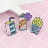 3Pcs Lovely Cartoon Brooch Pins Cute Lapel Pins Enamel Brooches Set French Fries Milk Box Spray Denim Jacket Badge Jewelry Accessories