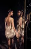 2019 Elihav Sasson Robes De Cocktail De Plumes Perles Sexy Col En V Illusion Courte Robe De Bal Dos Nu Tenue De Soirée Robes De Soirée Pour Wo3793144