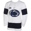 Custom Penn State Nittany Lions College hockeyshirts 7 James Robinson 8 Chase Berger 24 Adam Pilewicz 30 Matt Erlichman Navy Blue White