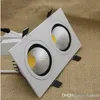 Inbyggd LED Dimbar Downlight 2 Head Square Downlight COB 10W / 14W / 18W / 24W LED Spotlight taklampa AC85-265V LED Pucklys