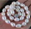 Charmig 11-13mm Äkta Naturvit Ovala Barock Pearl Necklace 18 ''