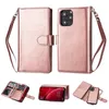 Afneembare 2in1 Wallet Leather Cases voor iPhone 14 14Pro 14Plus 14 Pro Max 13 12 12Pro Max 11 11Promax XR XS 7 8Plus Samsung S10 S20 S21 S22 Ultra 9 kaartslots Flip Cover