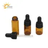 2 ml 3 ml 5 ml Mini Amber Glass Droper Bottle Prov Behållare Essential Oil Parfym Tiny Portable Bottles Injektion
