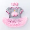 Pasgeboren Baby's Meisjes 1e 2e Verjaardag Kleed One-Piece Rompertjes Rokken Tutu's met Hoofdband Peuter Zuigeling Geschenken Party Kleding Set Crown