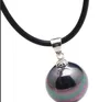 GT 820mm Black Sea Shell Pearl Pendant Black Rubber Necklace 925 Silver Blue Lotus225R9248958