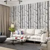 3D Black and white wood trees wallpaper birch trees branch non-woven thick bedroom wall paper for home decor sofa TV background wall roll