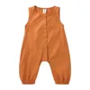 Vêtements de bébé enfants garçons coton lin barboteuses été solide sans manches respirant combinaisons Onesies Ins body mode salopette AYP792