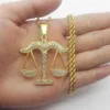 Mode-Balance Diamanten Anhänger Halsketten für Männer Frauen Luxus Waage Anhänger Legierung Strass Gold Konstellation Halskette Schmuck Geschenke