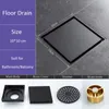 Whole And Retail Matte Black Square Invisible Bathroom Floor Drain Waste Grate 10X10cm Shower Drain Black Floor Drain Tile Ins6691381