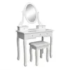 Free Shipping Wholesales 360°Rotation Single Mirror 5 Drawers Dressing Table White Black