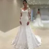 2020 Sexy Plus Size Mermaid Bröllopsklänningar Sweetheart Lace Appliques Satin Beaded Open Back Sweep Train Mellanöstern Anpassade Brudklänningar