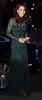 Las mujeres verde oscuro Kate Middleton del cordón lleno vestidos de noche larga cabida mangas Sheer Bateau cuello piso-longitud de los vestidos de la celebridad formal