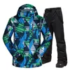 스키복 남자 겨울 따뜻한 바람 방수 방수 야외 스포츠 스노베트 재킷과 바지 핫 스키 장비 스노우 보드 재킷 남자 브랜드