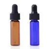 4ml Glass Dropper Bottles Clear Amber Blue Glass Sample Bottle Vials For E Liquid With Black Lids 3000pcs/lot