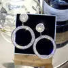 Shining Circle Luxury Drop Hoop Earrings Precision Inlay Gold Silver Color Rhinestone Earring For Women Wedding Party Jewelry2125361