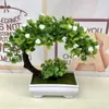 Konstgjorda gröna växter bonsai plast falska blommor små trädkrukväxter krukta ornament för hembord trädgård dekoration 528411272b