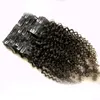Hårklämma Human 8 Piecesset Kinky Curly Clip in Human Hair Extensions Brasilian Remy 100 Human Natural Clip Ins Hair Bundle6612264