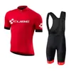 Sets Männer CUBE Team Radfahren Jersey Anzug Kurzarm Bike Shirt Trägerhose Set Sommer schnell trocknend Fahrrad Outfits Sport Uniform Y21031806