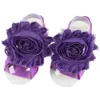 Doux Bébé Fille Sandales Aux Pieds Nus Plis En Mousseline De Soie Shabby Fleur Chaussettes Couverture Pieds Nus Fleur Infant Toddler Chaussures First Walker Chaussures