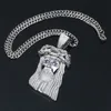 Nytt guld Silver Solid Jesus Piece Pendant Halsband med Tennis Chain Iced Out Cubic Zircon för Mäns Kvinnor Hip Hop Smycken