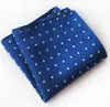 Män Pocket Squares Dot Pattern Blue Handkerchief Fashion Hanky ​​För Män Bröllop Business Suit Tillbehör 25cm * 25cm