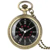 Rétro Bronze noir/blanc/Beige cadran montre de poche avec Rome numéro collier chaîne Quartz analogique montres pour femmes hommes cadeau