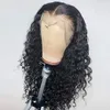 Perruque Lace Frontal Wig brésilienne naturelle, cheveux humains, Deep Wave, Transparent HD, 13x4, pre-plucked, pour femmes