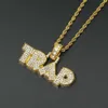 Fashion- Letters Trap Pendant Halsband för män Crystal Capital Luxury Halsband Rostfritt stål Kubanska kedjor smycken 2 färger Gold272o